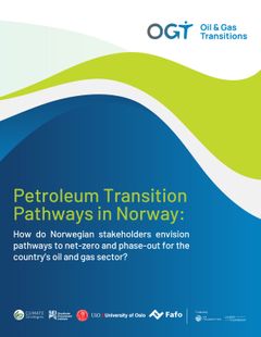 Rapportforside: Petroleum Transition Pathways in Norway: How do Norwegian stakeholders envision pathways to net-zero and phase-out for the country’s oil and gas sector?, forfattet av David Jordhus-Lier (UiO), Camilla Houeland (Fafo),  Heikki Holmås (Multiconsult), Kacper Szulecki (UiO) og Peder Ressem Østring (UiO).