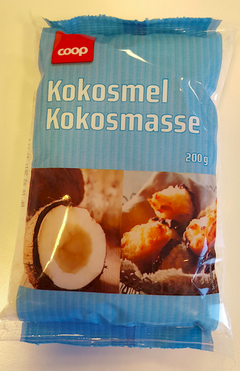 Coop Kokosmasse 200 gram med best før dato 10.02.2017 tilbakekalles