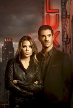 Tom Ellis i rollen som Lucifer – den falne engel og Lauren German i rollen som politietterforskeren Chloe Decker. FOX-serien har norgespremiere 30. mars klokka 21:55. Foto: FOX