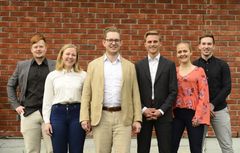 Fra venstre: Paul Knutson (regionansvarlig), Silje Skyttern (organisatorisk nestleder), Ole Marius Svendsen (leder), William Bertin Skoglund (politisk nestleder), Andrea Lindgaard (regionansvarlig) og Aleksander Henriksen (regionansvarlig).