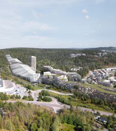 Innendørsarenaen SNØ vil være åpent hele året. SNØ åpner i januar 2020. Illustrasjon av Snøporten på Lørenskog.