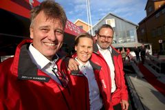 Frivillig mannskap på den nye redningsskøyta