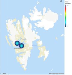 Grunnstøtinger Svalbard - Heatmap