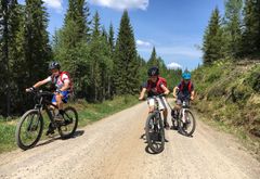 VIS HENSYN: Du har rett til å sykle på veier og stier, men vis hensyn til andre syklister og gående. Foto: Hilde Myhrvold/Skiforeningen.