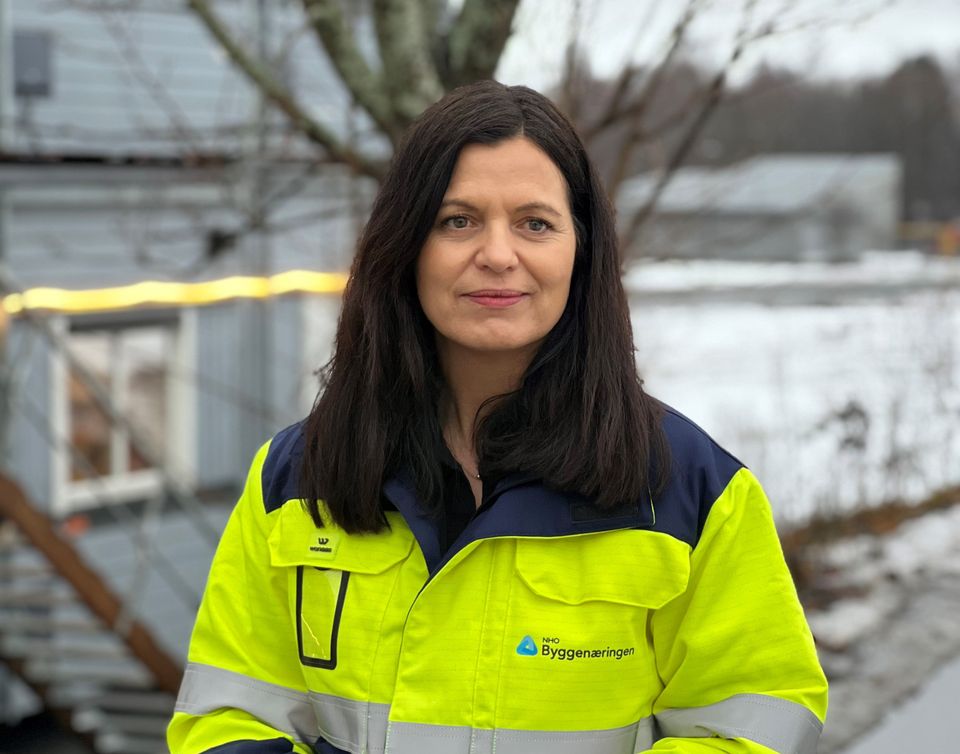 Nina Solli på byggeplass - Fotograf NHO Byggenæringen