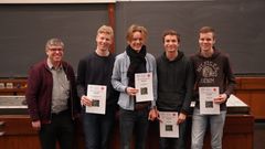 Fra venstre mot høyre: Olympiade-ansvarlig Hans Petter Hersleth, Johannes Løken, Torje Igland Hellerslia, Audun Bergan og Alexander Kval
