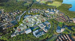 Oversiktsbilde av Frysjaparken og omliggende område