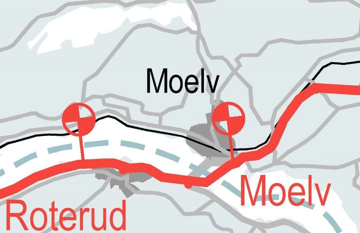 Delstrekningen Moelv – Roterud er ca. 11 km lang. Prosjektet omfatter ny motorveibru over Mjøsa samt totalt ca. 9,4 km vei i dagen på begge sidene av broen.