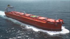 Animasjon av et skipene som tar i bruk beslutningsstøttesystemer fra ABB for å øke energieffektiviteten og innfri miljøkrav (Illustrasjon: Torvald Klaveness).