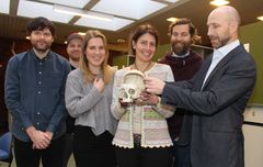 De fant noe helt nytt i hjernen: F.v. Mattis Wigestrand, Kristian K. Lensjø, Elise Holter Thompson, Marianne Fyhn, Torkel Hafting, Anders Malthe-Sørenssen. Foto: Bjarne Røsjø/UiO