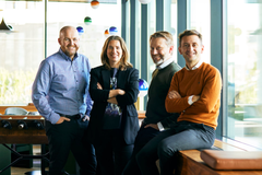 Ledergruppen i Miljø Norge: Thomas Halvorsen (COO). Janne Blaasvær (CMO), Nils Aulie (CEO), Ola Buarøy (CFO). Foto: Miljø Norge
