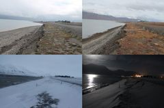 Eroderende skråning ved Vestpynten på Svalbard høst, vinter, vår og sommer (2014–15). Bildene er tatt for å avsløre prosesser som styrer erosjon av kysten på stedet. Foto: Emilie Guegan