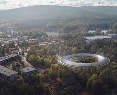På Ammerud i Oslo planlegges boligprosjektet Oen, et sirkelformet bygg med 150 leiligheter og solceller på taket. Leilighetsbygget blir bygd etter internasjonal plusshusstandard (ZEB-O) Ill.: Code