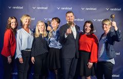 Alle vinnerne av Randstad Employer Brand Research 2019. Fra venstre: Kongsberg Defence & Aerospace (2. plass), DNV GL (1. plass) og NRK (3. plass). Foto: CatchLight Fotostudio AS
