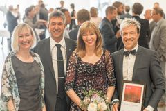 Linda Simensen fra Innovasjon Norge, Charles Lien (leder for styringsgruppa), Monica Paulsen (prosjektleder i Kunnskapsparken Helgeland) og Bjørn Audun Risøy (prosjektleder klyngen). Foto: Terje Borud / Innovasjon Norge