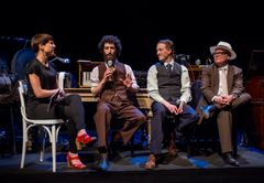 Bernhard Bornstein, John Andrew Whilite, og Finn Lonker i samtale med dramaturg, Hedda Høgåsen-Hallesby. Foto: Jörg Wiesner.