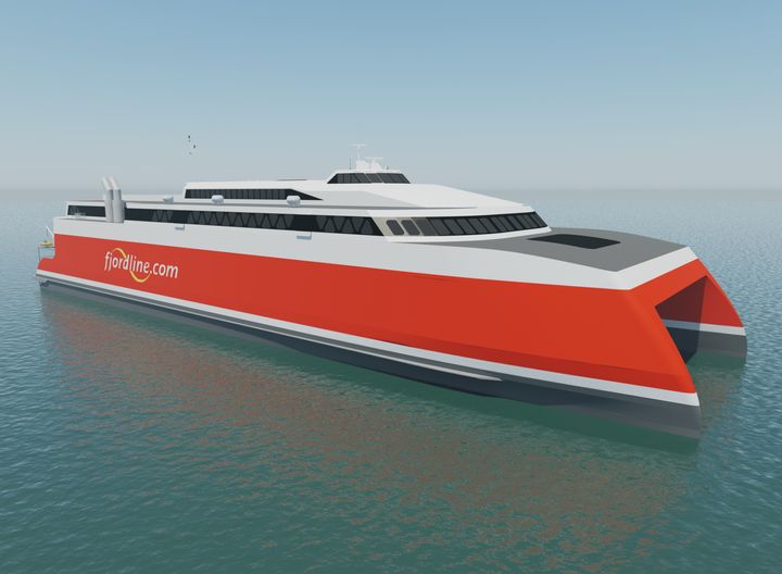 Illustrasjon av ny katamaran som skal stå ferdigbygd i 2020. Foto: Austal artist impression
