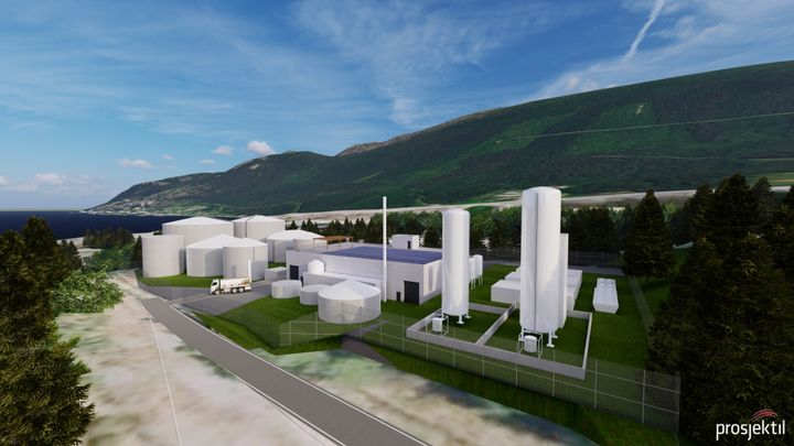 Hardanger Biogass sitt anlegg skal bygges på Husnes i Kvinherad. Ill: Vireo