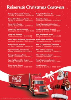 Her er oversikten over Christmas Caravan sin reiserute 2015