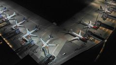 Parkerte fly på Oslo lufthavn mars 2020. Foto:Avinor
