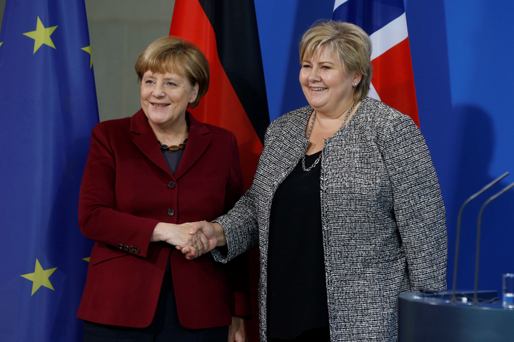 Angela Merkel og Erna Solberg åpner NordLink. Foto: NTB/Reuters