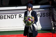 GUDMOR: Bärbel Rasmussen fikk æren av å døpe RS 155 "Bendt R. Rasmussen".