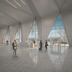 Avinor og AF Gruppen har signert samspillskontrakt for ny flyplass i Mo i Rana. Illustrasjon: Polarsirkelen lufthavnutvikling/Nordic - Office of Architecture