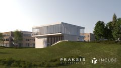Skissen fra Praxis Arkitekter/Incube Architecture viser hvordan det nye kreative bygget er tenkt.