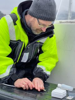 Thrond Haugen undersøker fisk i Oslofjorden. Foto: Birger Sætre