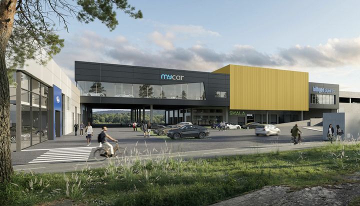 Helgesen Tekniske Bygg has entered into an agreement with Kokstaddalen 7 AS regarding the construction of the new commercial building Kokstad Mobilitetspark at Kokstad in Bergen. Ill: SE Arkitektur.