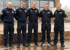 F.v. Stein Erik Aannerud og Frode Rostad fra sjøredningskorpset i Mjøsa og Kristian Lundemo, Espen Hole og Magnus Hafslund fra sjøredningskorpset i Bergen.