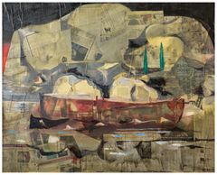 "Båt og to hoder" (2016 - 120 x 150cm)