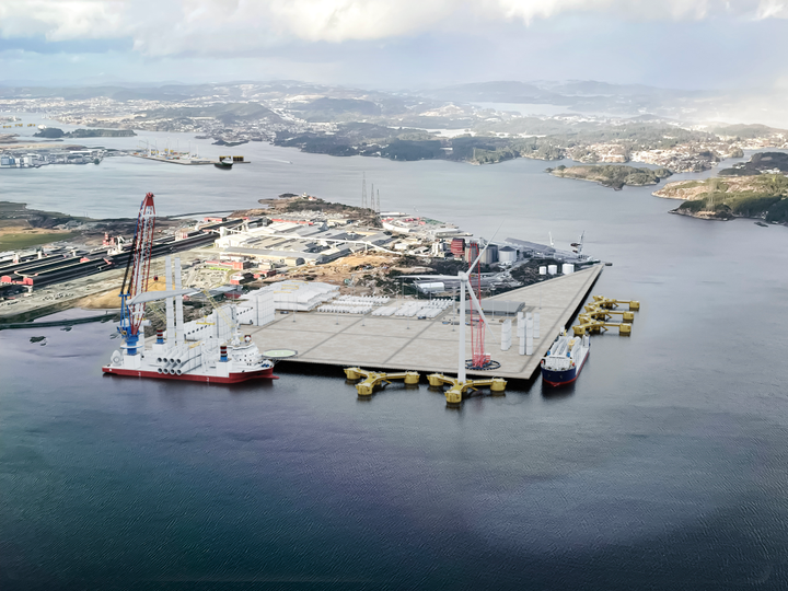 Illustrasjon over Haugesund Windport, Haavik, og Hydros fabrikkområde på Håvik. 
I bakgrunnen sees Haugesund Cargo Terminals, Husøy.

Illustrasjon: Arqsix
Foto: Karmsund Havn