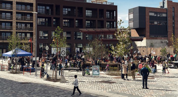 Det nye boligområdet på Vollebekk i Oslo. Prisene for brukte OBOS-boliger falt i april.