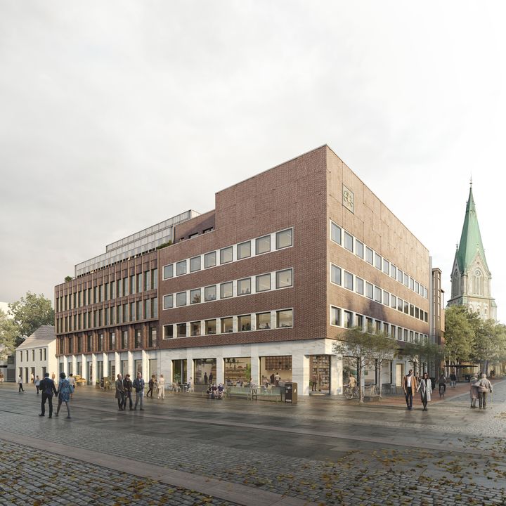 Foreløpige tegninger av K26 i Kristiansand sentrum. Det kan komme endringer.