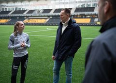 Isabella Hayes Sundby i Start Kvinner og Jan Erik Kjerpseth, konsernsjef i Sparebanken Norge