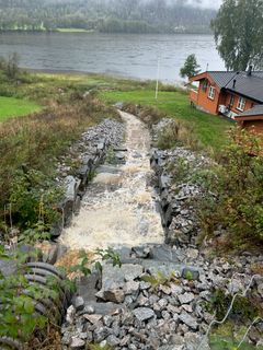 Mye vann renner mot fjord.