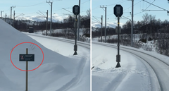 Her inntraff nestenpåkjørselen ved Ustaoset som er omtalt i teksten. Til tross for oppsatt fareskilt, er det tydelige spor i snøen.