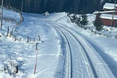 Skispor krysser jernbanesporet et sted på Rørosbanen.