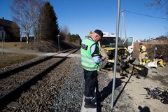 Denne gangen gikk det bra: Fra en planovergangsulykke i Levanger i 2019.