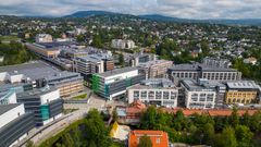 «God morgen Norge» sitt nye studio ligger sentralt på Lilleaker i Oslo, 3 minutters gange fra Lysaker stasjon. Foto: Jan-Petter Dahl / TV 2