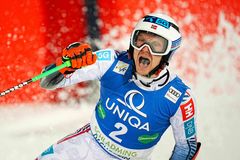 Henrik Kristoffersen i aksjon i østerrikske Schladming i januar 2025.