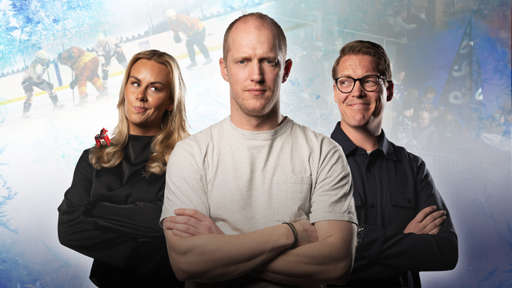 Josefine Engmann, Erik Follestad og Jonas Bariås tar et dypdykk i den norske hockeysjela i «Folles verden» som har premiere 16. mars på TV 2 Play. Foto: Rammelaus