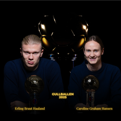 Gullballen 2025. Erling Braut Haaland og Caroline Graham Hansen.
