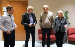Morten Mørland (Virke), Ian Parker (Drøbak yogastudio), Morten Hellevang (EVO) og Anita Sundal (Virke).