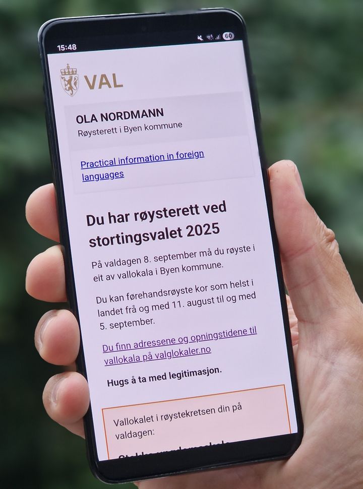 I disse dager får alle med stemmerett tilsendt et informasjonsbrev fra Valgdirektoratet