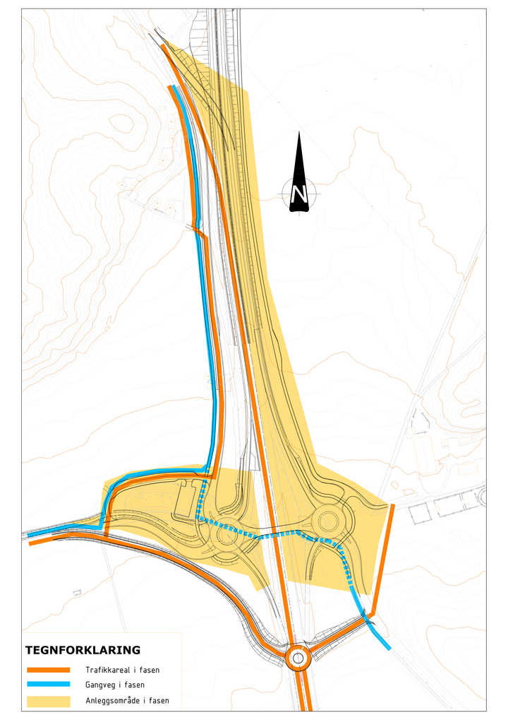 Kart som viser arbeid og trafikkomlegging i Kvithammarkrysset