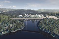 Tisjø. Illustrasjon forslag til reguleringsplan E18 Kragerø - Bamble