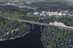 Tisjø. Illustrasjon forslag til reguleringsplan E18 Kragerø - Bamble