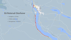 Kart over nye E6 Roterud – Storhove. Prosjektet fra Nye Veier representerer et betydelig fremskritt for infrastrukturen i Innlandet.